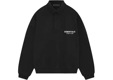 Мужское поло Fear of God Essentials из флиса, черное