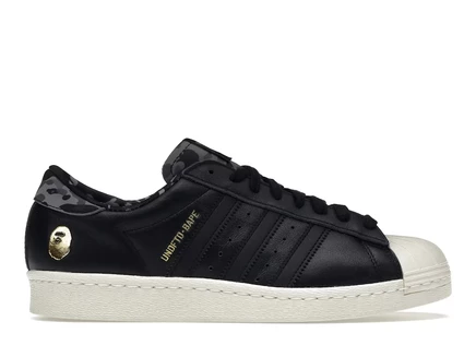 Мужские кроссовки Adidas Superstar 80s Undefeated Bape, черные