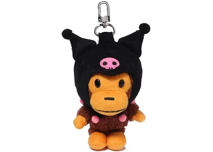BAPE x Sanrio Characters Kuromi Baby Milo Plush Doll Keychain Black black
