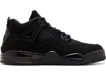 Детские кроссовки Jordan 4 Retro Black Cat (PS), черные