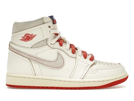 Женские кроссовки jordan 1 retro high rare air, кожа, слоновая кость/киноварь