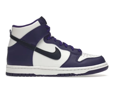 Детские кеды Nike Dunk High, бело-фиолетово-тёмно-синие