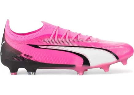 Мужские бутсы Puma Ultra Ultimate FG/AG, бело-черно-розовые