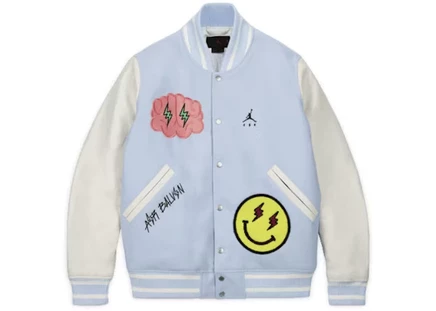 Мужская куртка Jordan x J Balvin Varsity, бело‑синяя