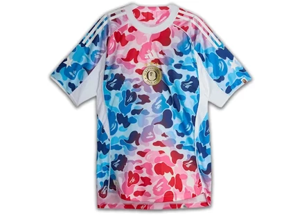 Мужская футболка Adidas x BAPE Football Graphic, синяя/розовая