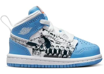 Детские кроссовки Jordan 1 Mid (TD), белые/голубые