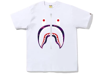 Мужская футболка Bape Shark Color Camo, бело-фиолетовая