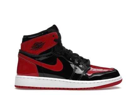Детские кроссовки jordan 1 patent bred, черно-бело-красные