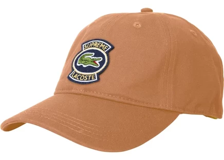 Унисекс кепка Supreme x Lacoste Twill шестипанельная, светло-коричневая