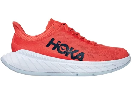 Женские кроссовки Hoka One One Carbon X 2, ярко-коралловые/черно-ирисовые