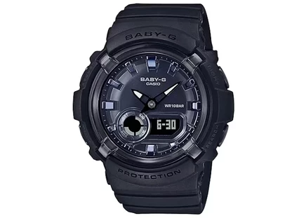 Женские часы casio g-shock baby-g bga280-1a, 43 мм, корпус и ремешок из смолы, кварцевые, черный циферблат