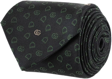 Шелковый жаккардовый галстук Gucci, сине-зеленый