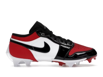 Jordan 1 Low TD Cleat Patent Bred Toe gym red/white/black