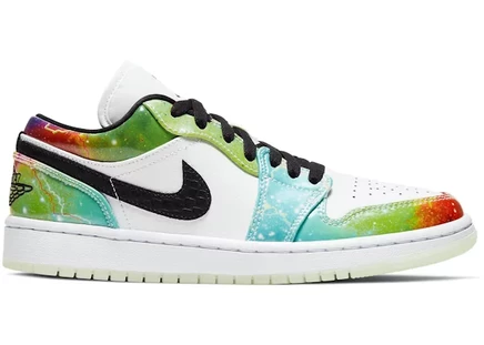 Женские кроссовки Jordan 1 Low Galaxy, черно-мульти/белые