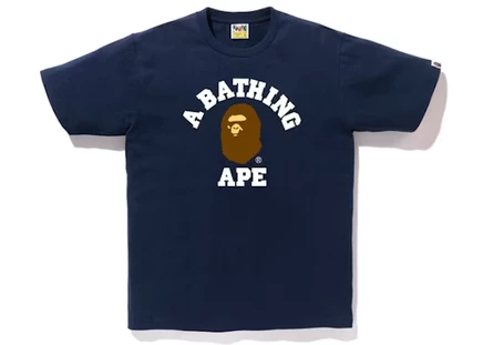 Мужская футболка Bape College, темно-синяя