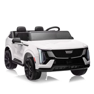 24-вольтовый детский автомобиль Cadillac с дистанционным управлением от родителей, 2-местный внедорожник с 4-колесными амортизаторами и плавным стартом, белый