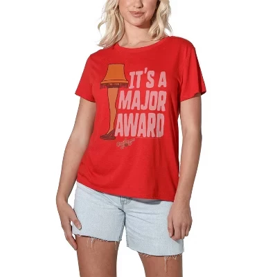 Women's  Major Award Leg Lamp Loose T-Shirt red