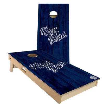 Набор досок для бейсбола New York Vintage Baseball Cornhole Board | Включает в себя (2) доски, (8) сумки и дополнительные аксессуары со светодиодной подсветкой
