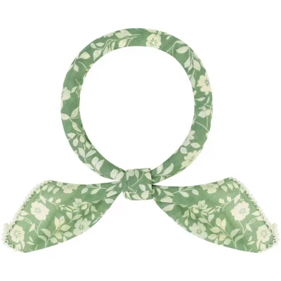 Women's Rose Vintage Scarf, Retro Square Cotton Linen Neckerchief Scarves for Spring, Travel 1 Pc green