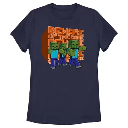 Женская футболка Minecraft с зомби, темно-синяя