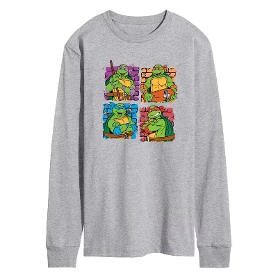 Мужская футболка TMNT Bricks с длинным рукавом и графическим рисунком athletic heather