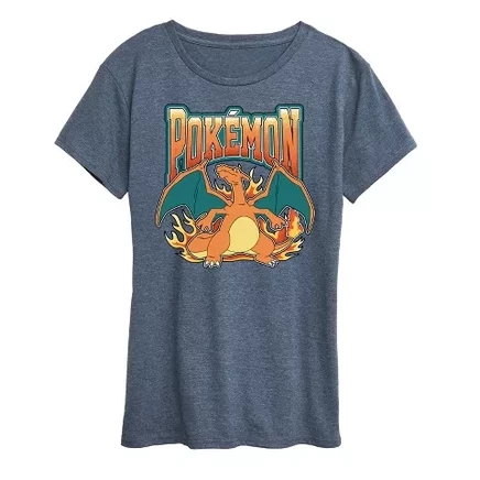 Женская футболка с коротким рукавом в стиле колледжа Charizard Collegiate с изображением покемонов heather blue