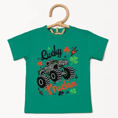 Lucky Truckin Clover - Футболка для малышей с коротким рукавом и рисунком kelly