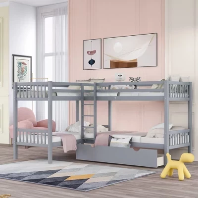 Двухъярусная кровать Harper&Bright L-образная, серая