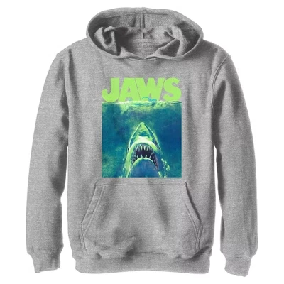 Худи для мальчиков Jaws «Неоновый постер», серое