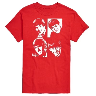 Мужская футболка с коротким рукавом и графическим рисунком John Paul George Ringo Face Grid, красная