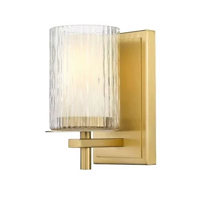 Настенное бра Grayson 1-Light - Элегантный дизайн из стекла и стали для современных ванн gold