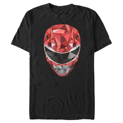 Мужская футболка с геометрическим шлемом Red Ranger, черная