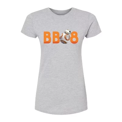Женская приталенная футболка с рисунком BB8 heather grey