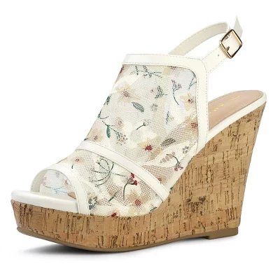 Женские босоножки BLISSFUL STEP на танкетке, белые