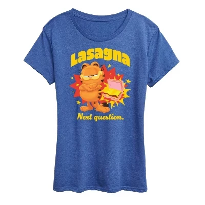 Женская футболка Garfield Lasagna Next Question, синяя