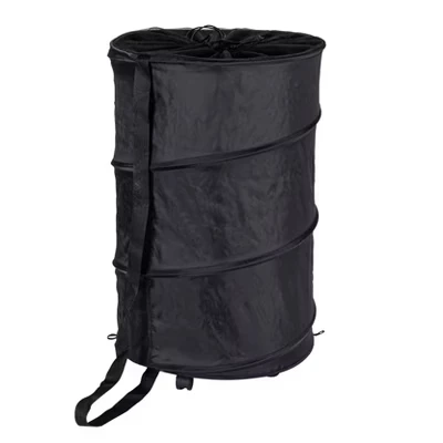 Выдвижная корзина на колесиках с застежкой на шнурок, плечевым ремнем и съемными колесиками черного цвета