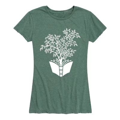 Женская футболка с коротким рукавом Tree Book и графическим рисунком heather juniper