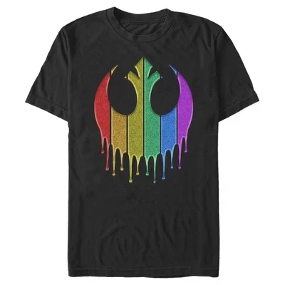 Мужская футболка : A New Hope Rebel Alliance Rainbow Sparkle Drip, черная