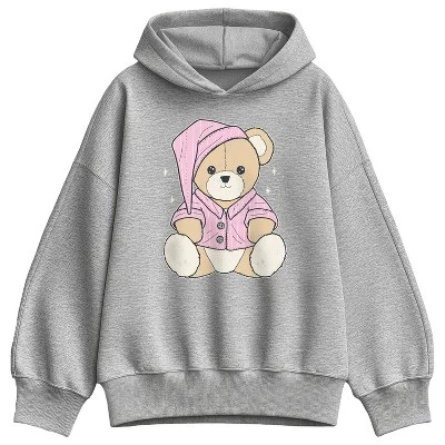 Женский - - Плюшевый мишка в пижаме с объемной флисовой толстовкой athletic heather