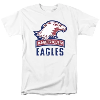 Мужская футболка с официальным логотипом Американского университета Eagles белого цвета