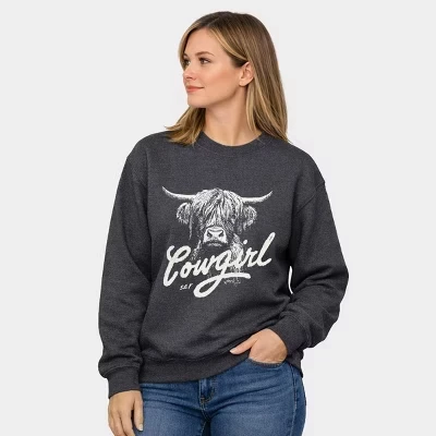 Женская толстовка Simply Sage Market Highland Cow, серая