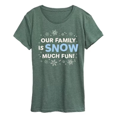Женская футболка с коротким рукавом Family Snow Much Fun и графическим принтом heather juniper