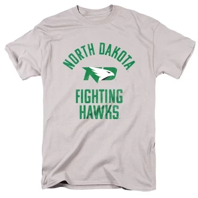 Мужская футболка с официальным логотипом Университета Северной Дакоты Fighting Hawks athletic heather