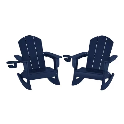 Malibu Outdoor HDPE Пластиковые классические кресла-качалки для дошкольников Adirondack (комплект из 2-х) синего цвета