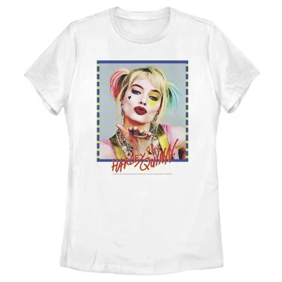 Женская футболка Harley Quinn Blowing Kiss с изображением хищных птиц, белая