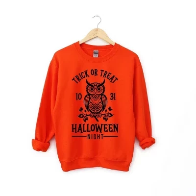 Женская толстовка с рисунком Совы Trick Or Treat оранжевого цвета