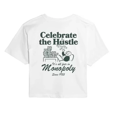 Женская укороченная футболка Monopoly, белая