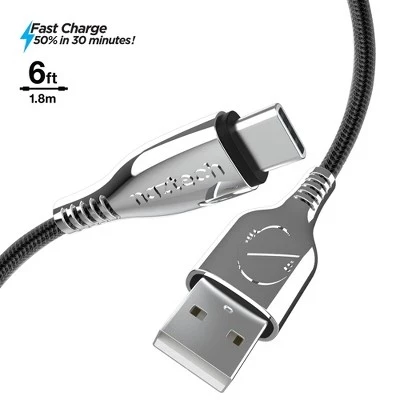 Кабель Naztech Titanium USB‑C — USB плетеный, черный