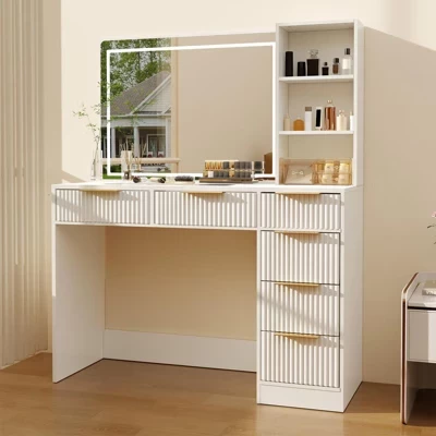 Туалетный столик SunnyFurn 132 см с зеркалом, белый