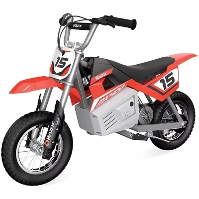 MX400 Dirt Rocket Kids Катается на 24-вольтовом электрическом игрушечном кроссовом мотоцикле Dirt Bike, скорость 14 миль в час, для детей в возрасте от 13 лет и старше или весом не более 140 фунтов, красный
